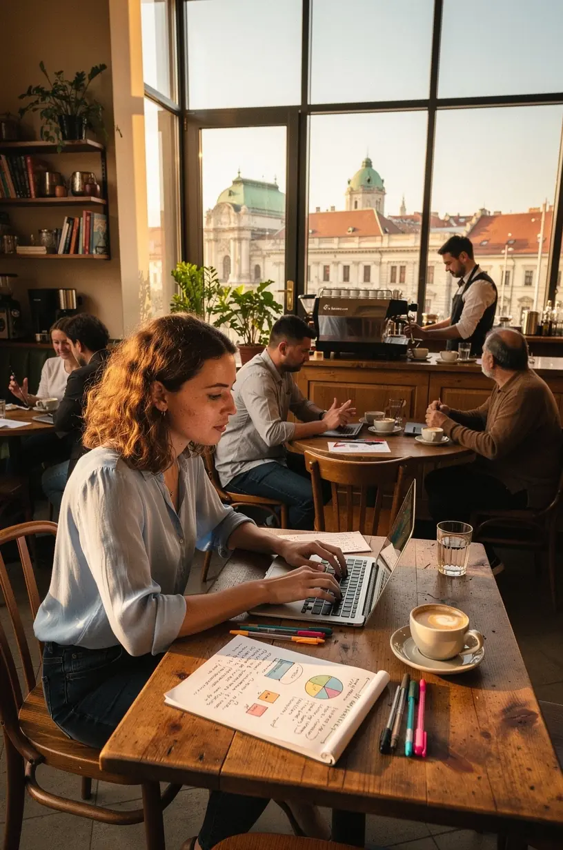 Kézben tartott pénzügyi napló és toll, amelyek a megtakarítási szokások fejlesztését szimbolizálják.